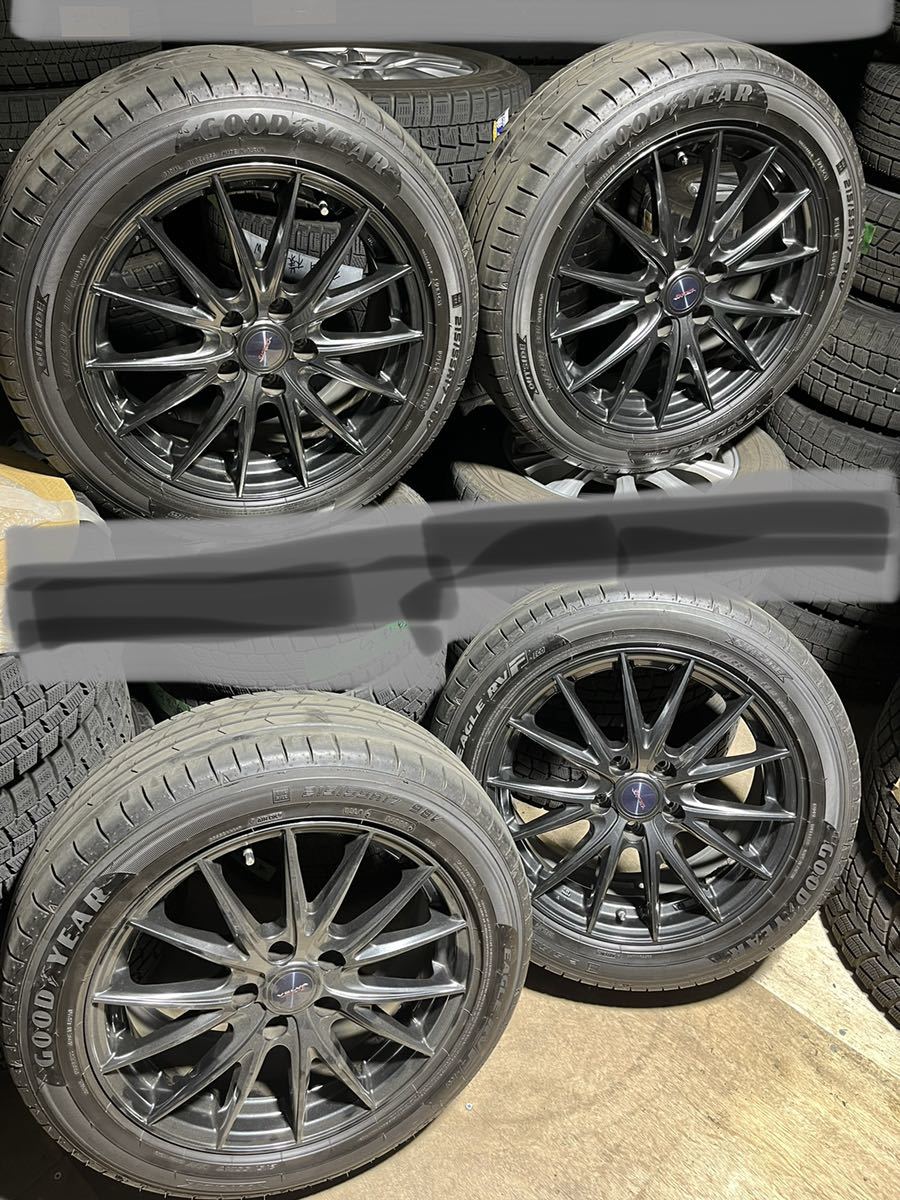 美品 使用少し 17インチ タイヤホイールセット 215/55/17 4本バリ山