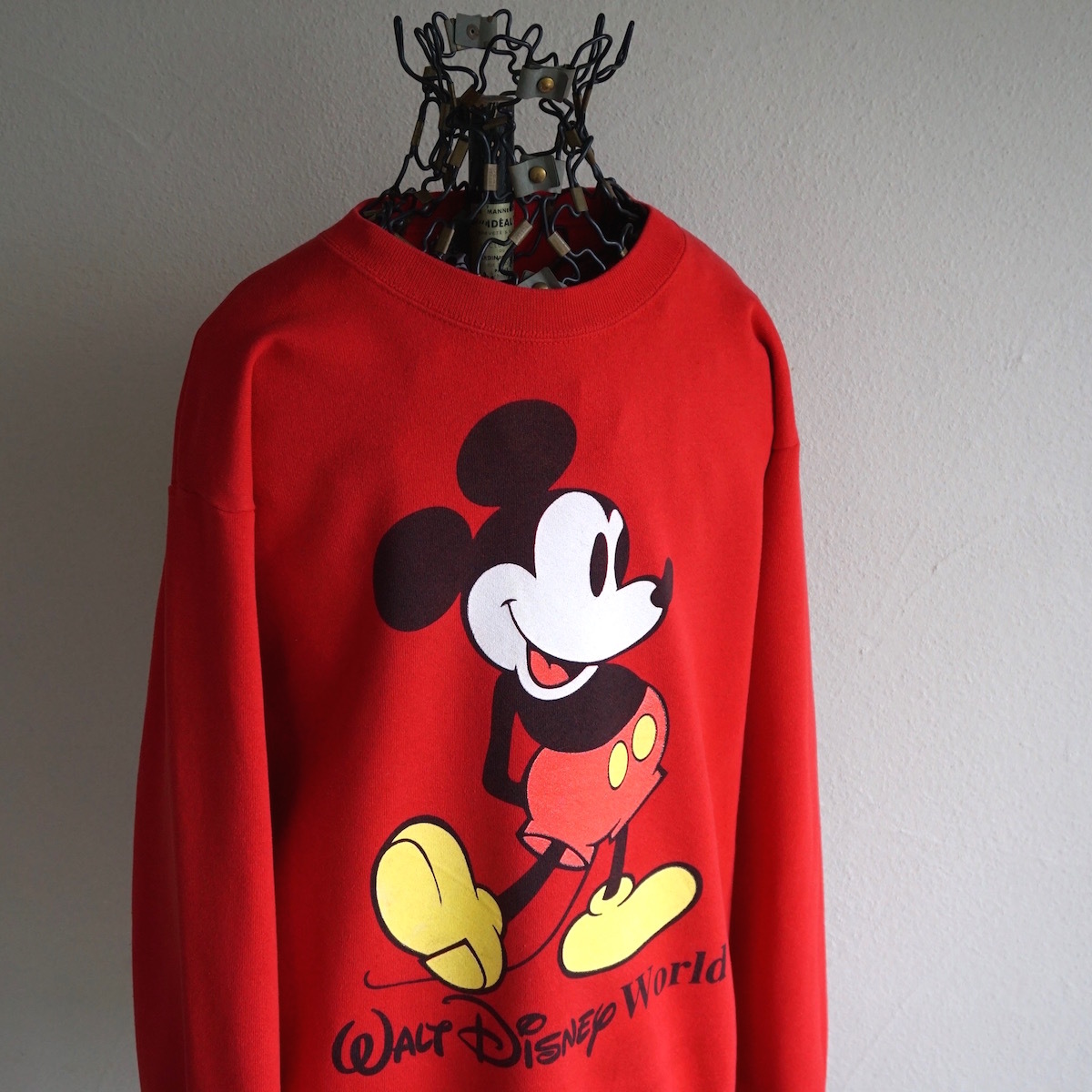 1990s ヴィンテージ USA製 DISNEY DESIGNS ミッキーマウス プリントスウェット S/M 赤 ディズニー mickey mouse アメリカ 海外 古着