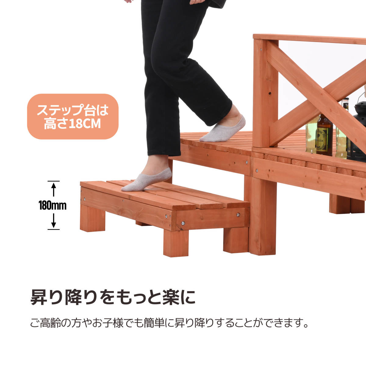 ウッドデッキ 天然木 キット8点セット1坪 ウッドパネル家具ガーデン