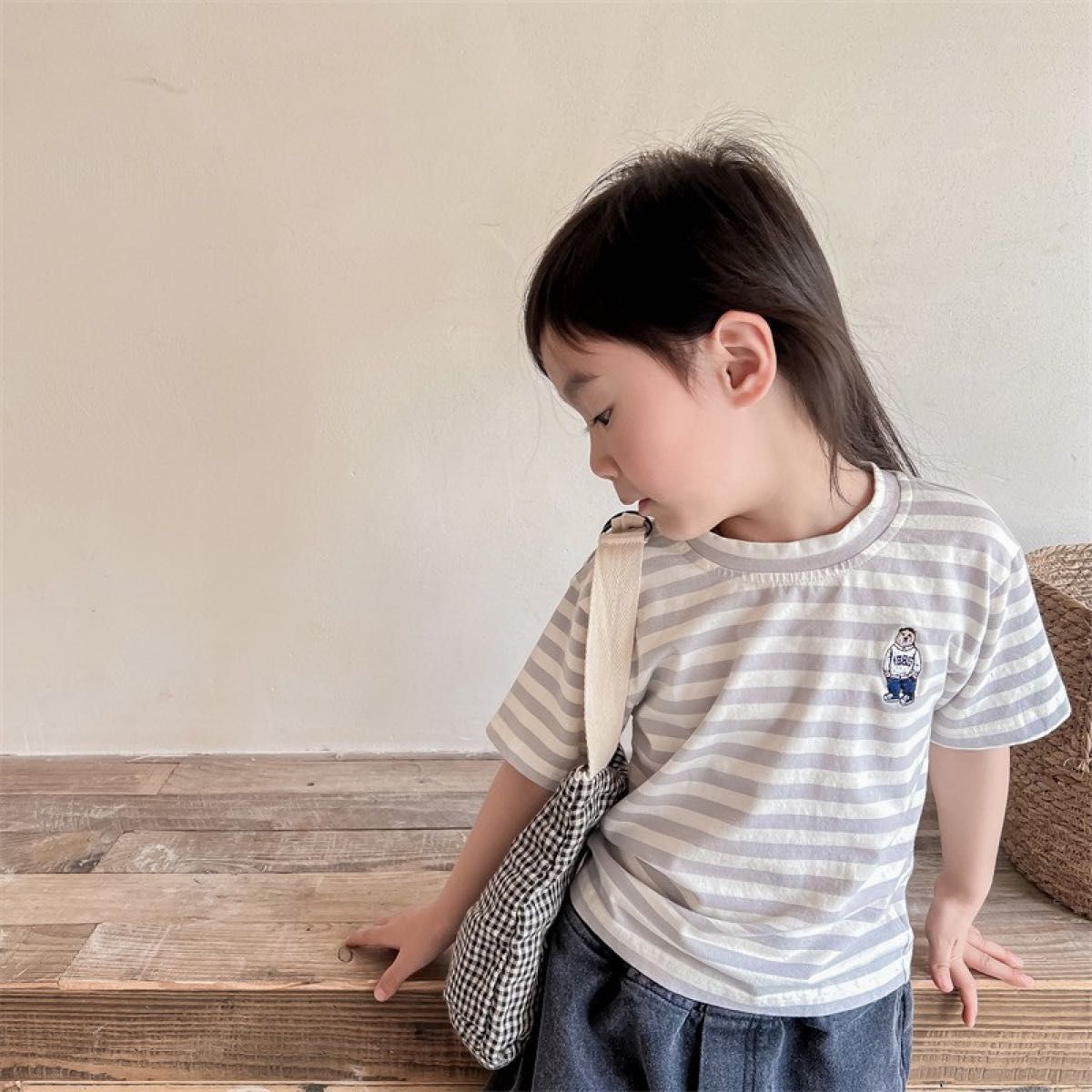 美品 キッズ半袖110 ボーダー 2枚セット くまTシャツ オシャレ 韓国