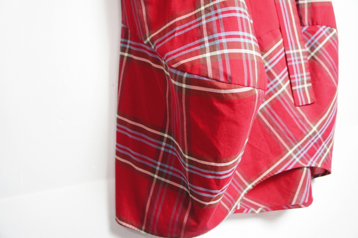 Vivienne Westwood RED LABELヴィヴィアン ウエストウッド チェック 半袖 ワンピース 紐付き 赤112N_画像5