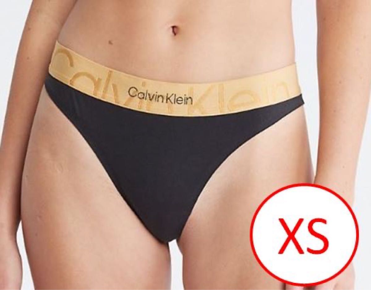 残1 Calvin Klein Tバック Black/Gold【XS】ショーツカルバンクライン