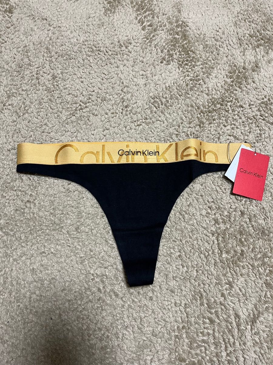 残1 Calvin Klein Tバック Black/Gold【XS】ショーツカルバンクライン