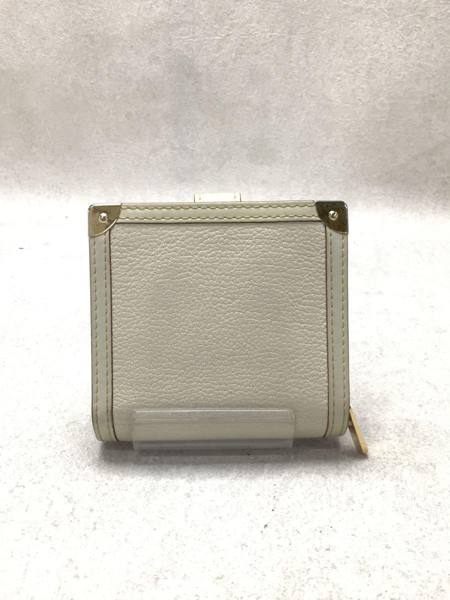 競売 LOUIS VUITTON◇コンパクトジップ_スハリ_ブロン/レザー/WHT/無地