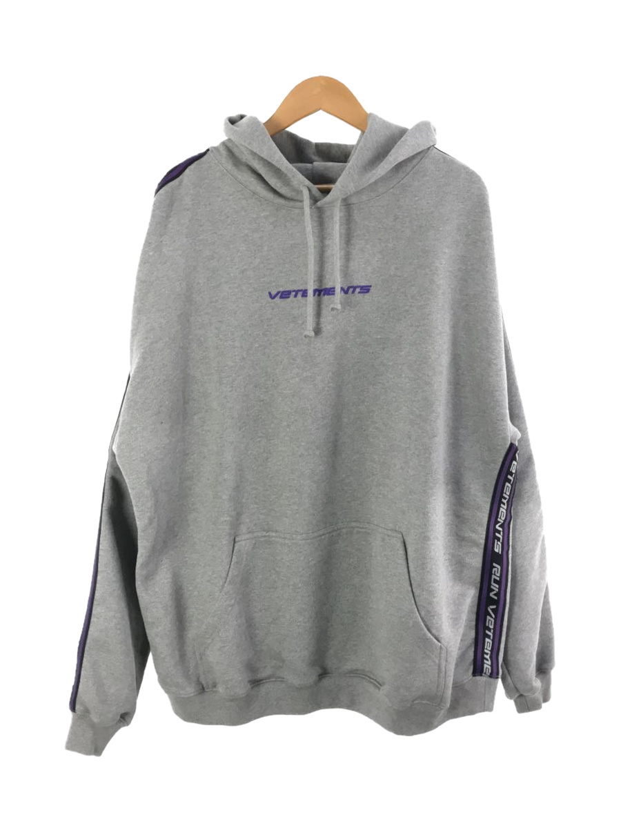 VETEMENTS◇タグ付/21AW/LOGO TAPE HOODIE/フーディ/パーカー/XS