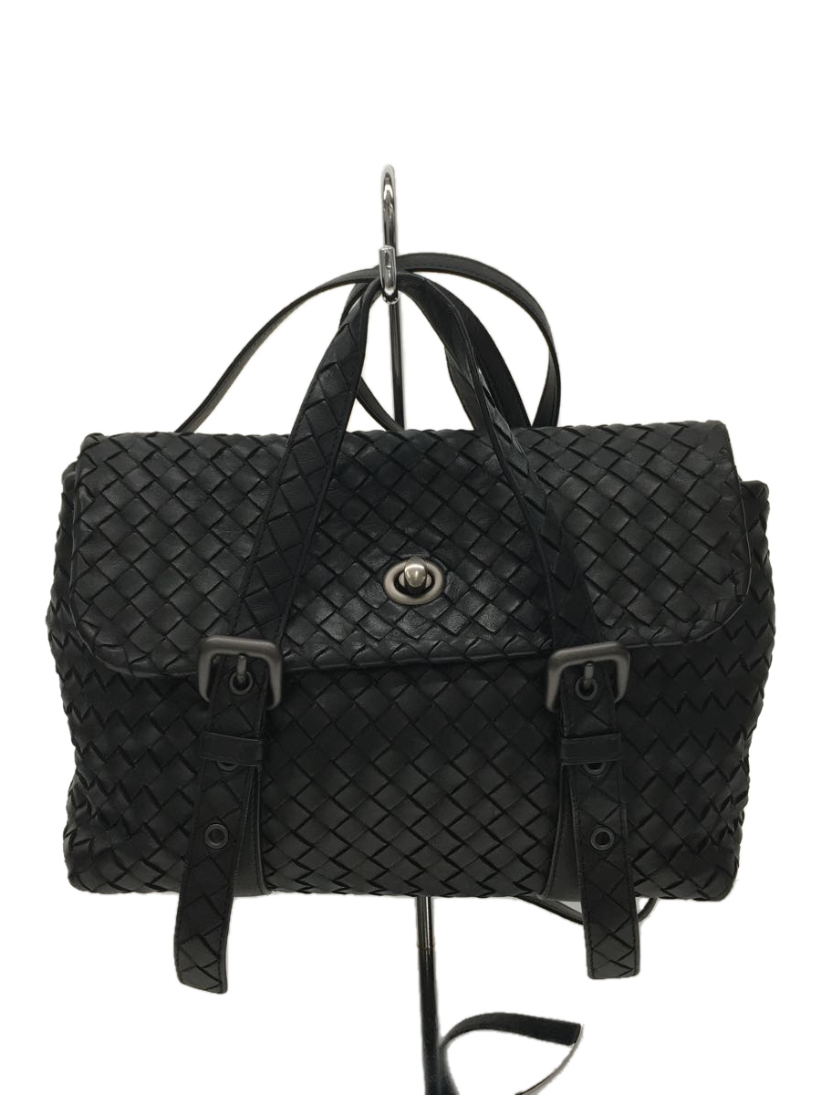 BOTTEGA VENETA◇ショルダーバッグ/レザー/BLK/イントレチャート/2way