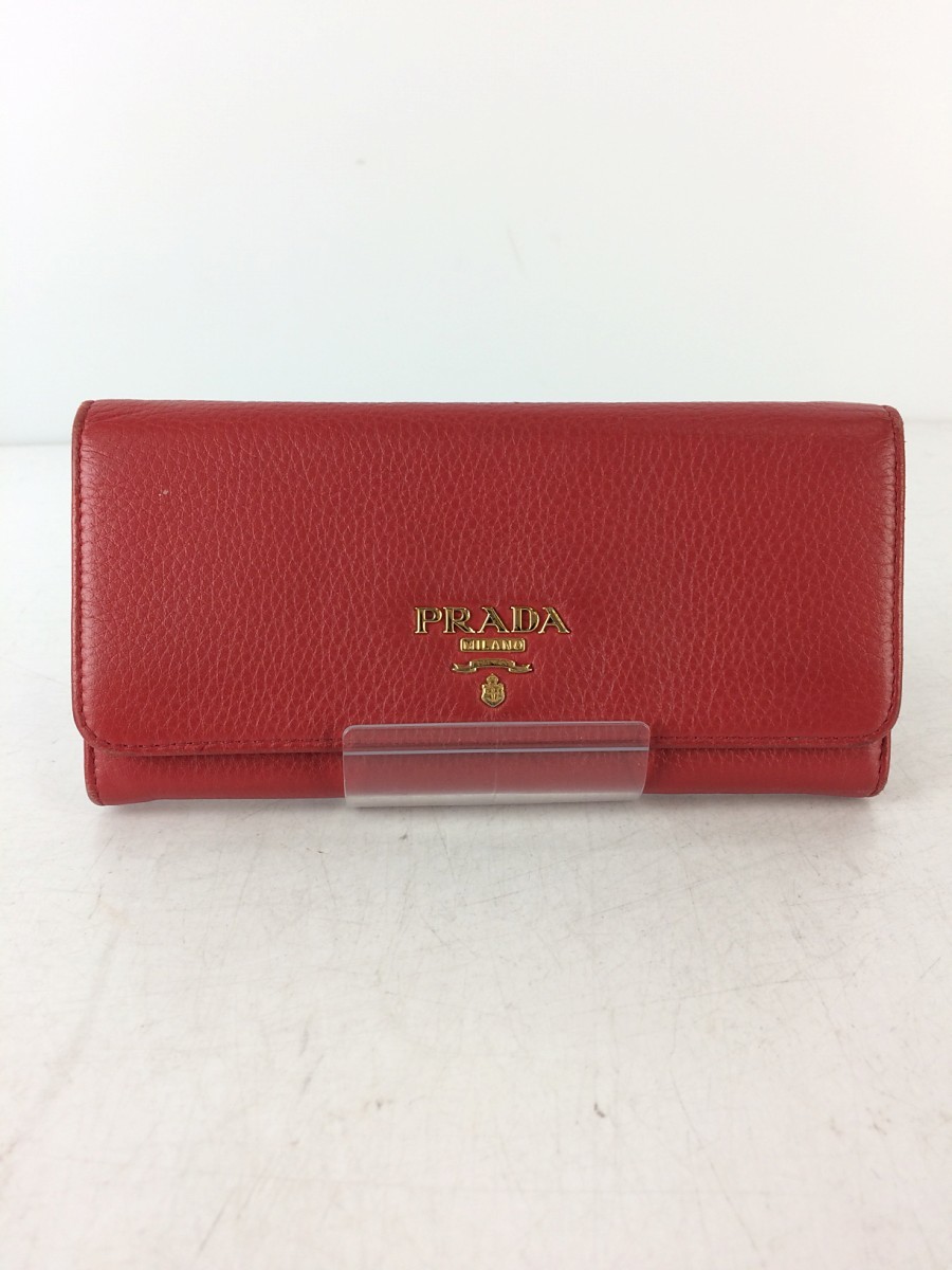 PRADA◆長財布/レザー/レッド