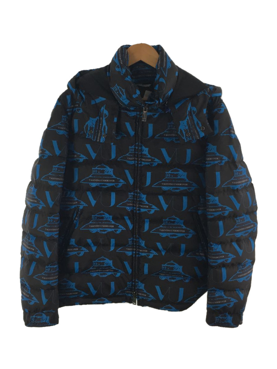 VALENTINO◇ダウンジャケット/M/ポリエステル/BLK/UFO柄/Logo Printed