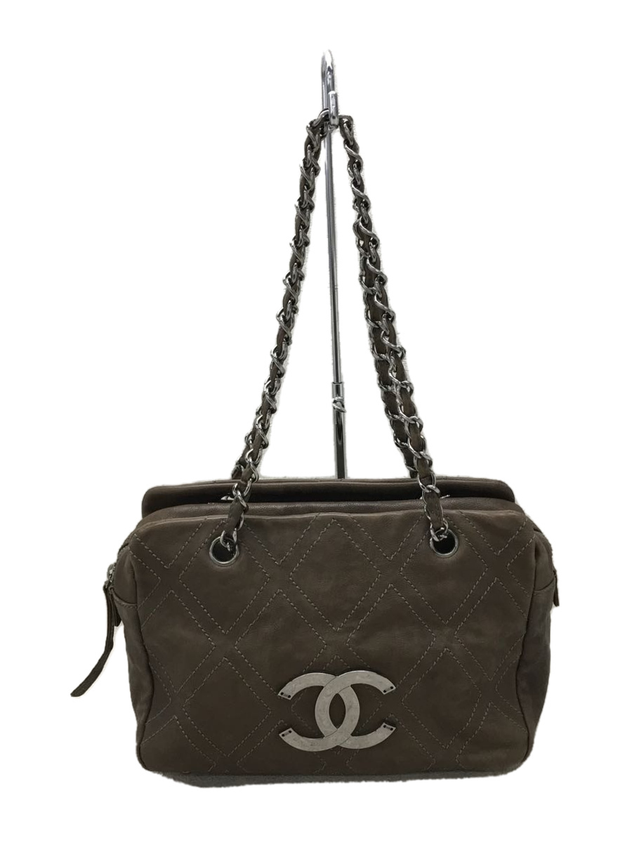 CHANEL◆ショルダーバッグ/レザー/BRW/10758561/角スレ・ココマーク傷有