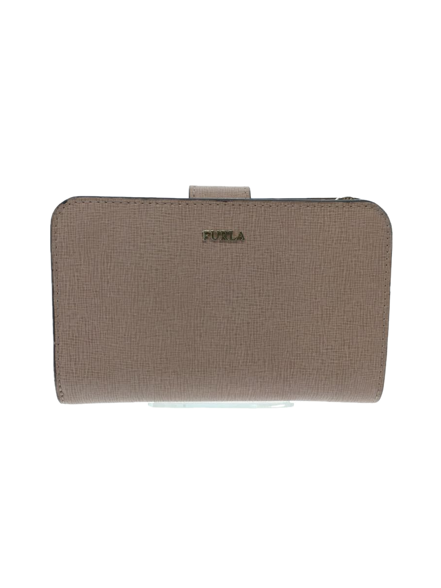 超ポイントアップ祭 FURLA◇2つ折り財布/レザー/PNK/無地 二つ折り財布