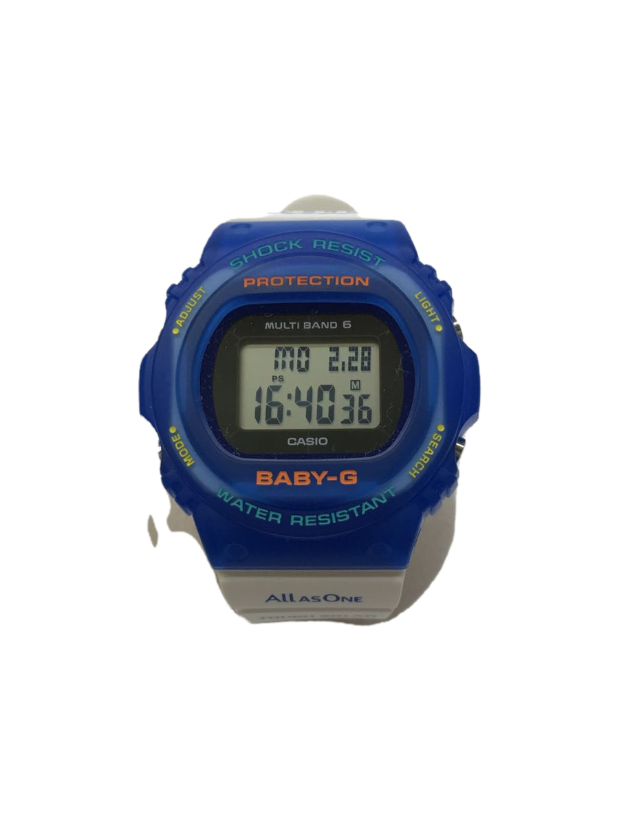 CASIO◆ソーラー腕時計_BABY-G/デジタル/ラバー/ブルー/ホワイト/BGD-5700UK-2JR