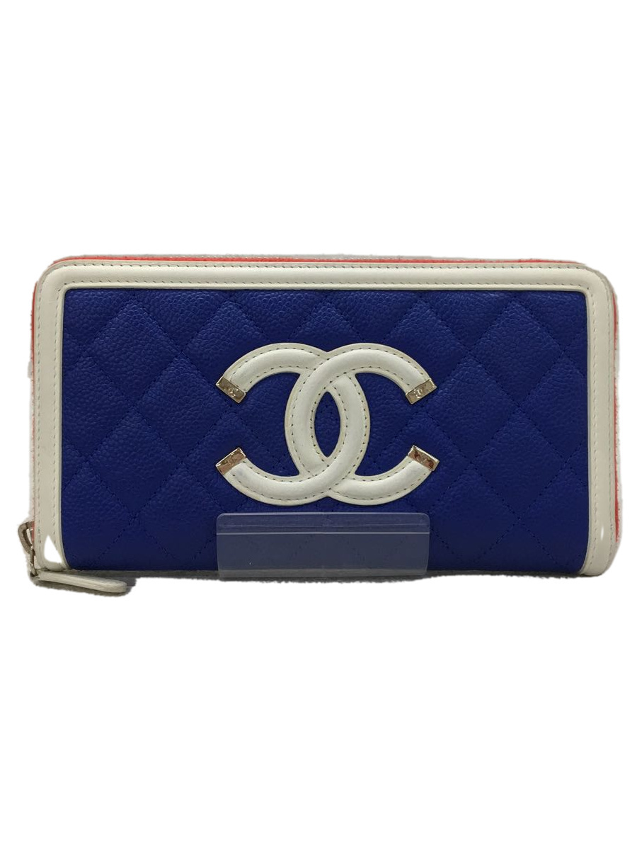 CHANEL◆フィリグリー/ココマーク/長財布/レザー/BLU