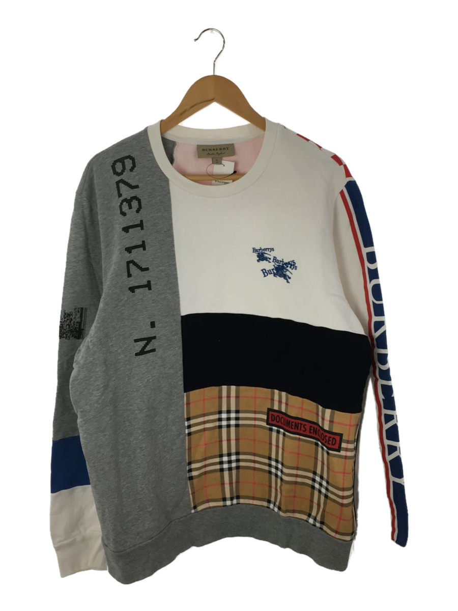 BURBERRY◆デザイン切り替えパーカー/バーバリー/スウェット/XL/コットン/グレー/チェック_画像1