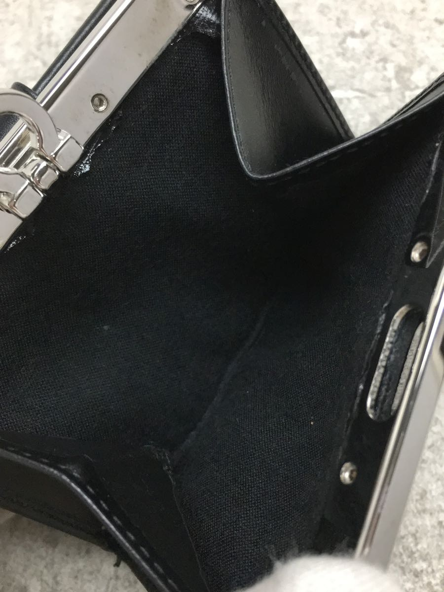 Salvatore Ferragamo◆2つ折り財布/レザー/BLK/無地/IC-22/使用感有_画像5