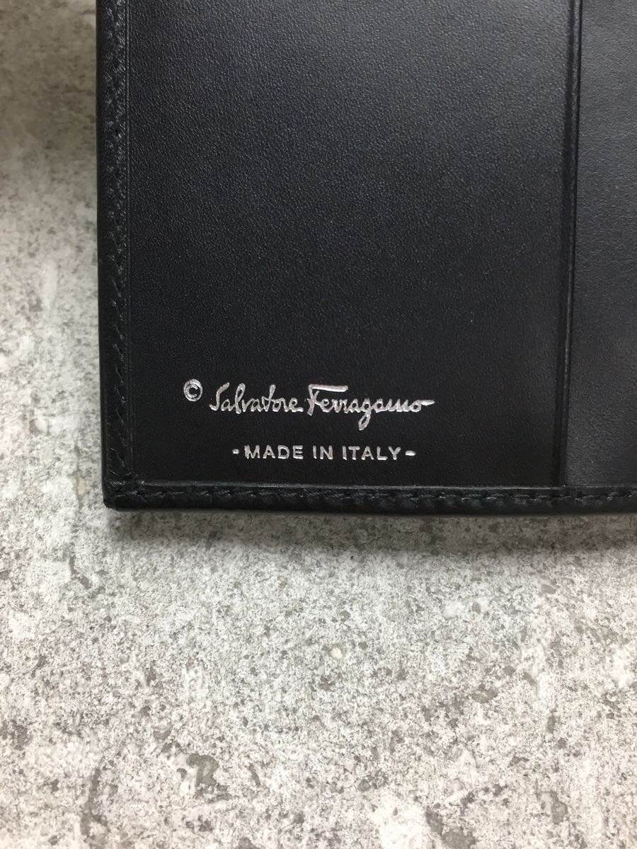 Salvatore Ferragamo◆2つ折り財布/レザー/BLK/無地/IC-22/使用感有_画像3