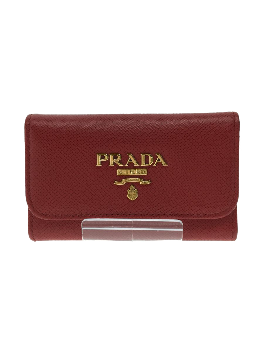 通販でクリスマス PRADA◇キーケース/レザー/RED/レディース