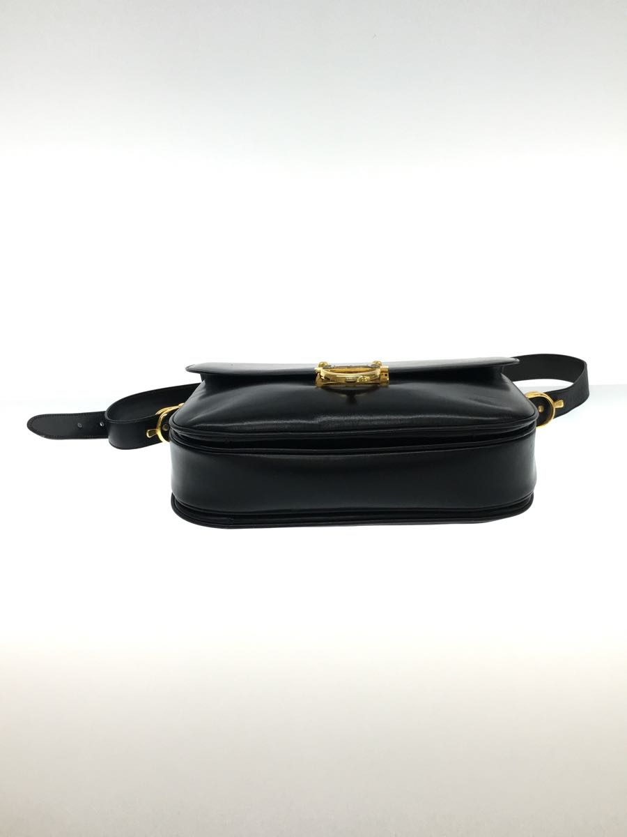 CELINE◇セリーヌ オールド ショルダーバッグ レザー BLK 無地