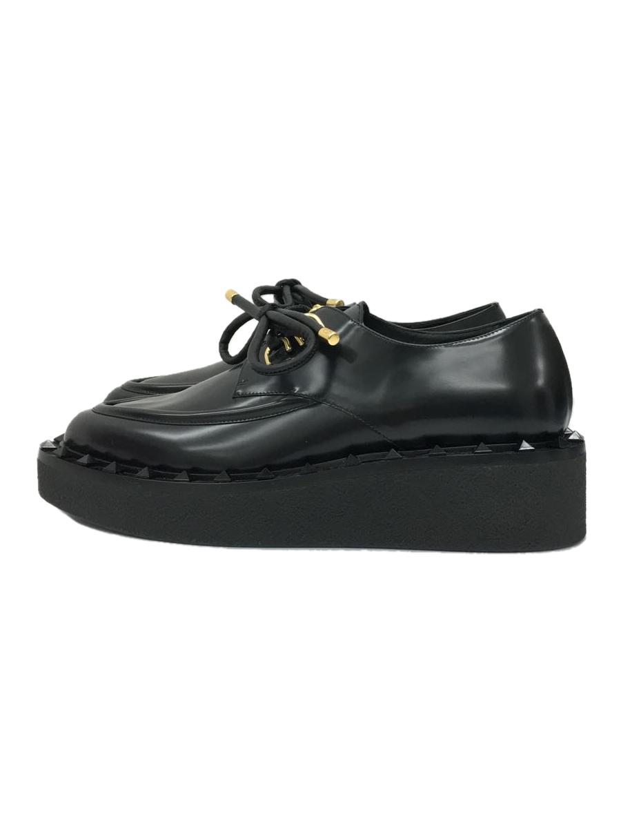 VALENTINO◆ローファー/ロックスタッズフレアブローグシューズ/37.5/BLK/羊革/UW2S0AA5URU