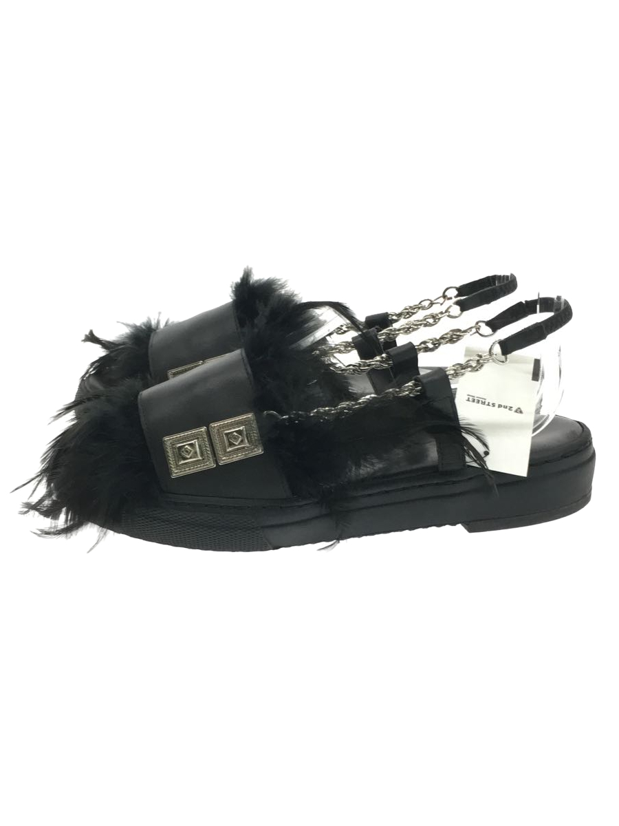 絶対一番安い TOGA PULLA◇フェザーサンダル/36/BLK/レザー/メタル
