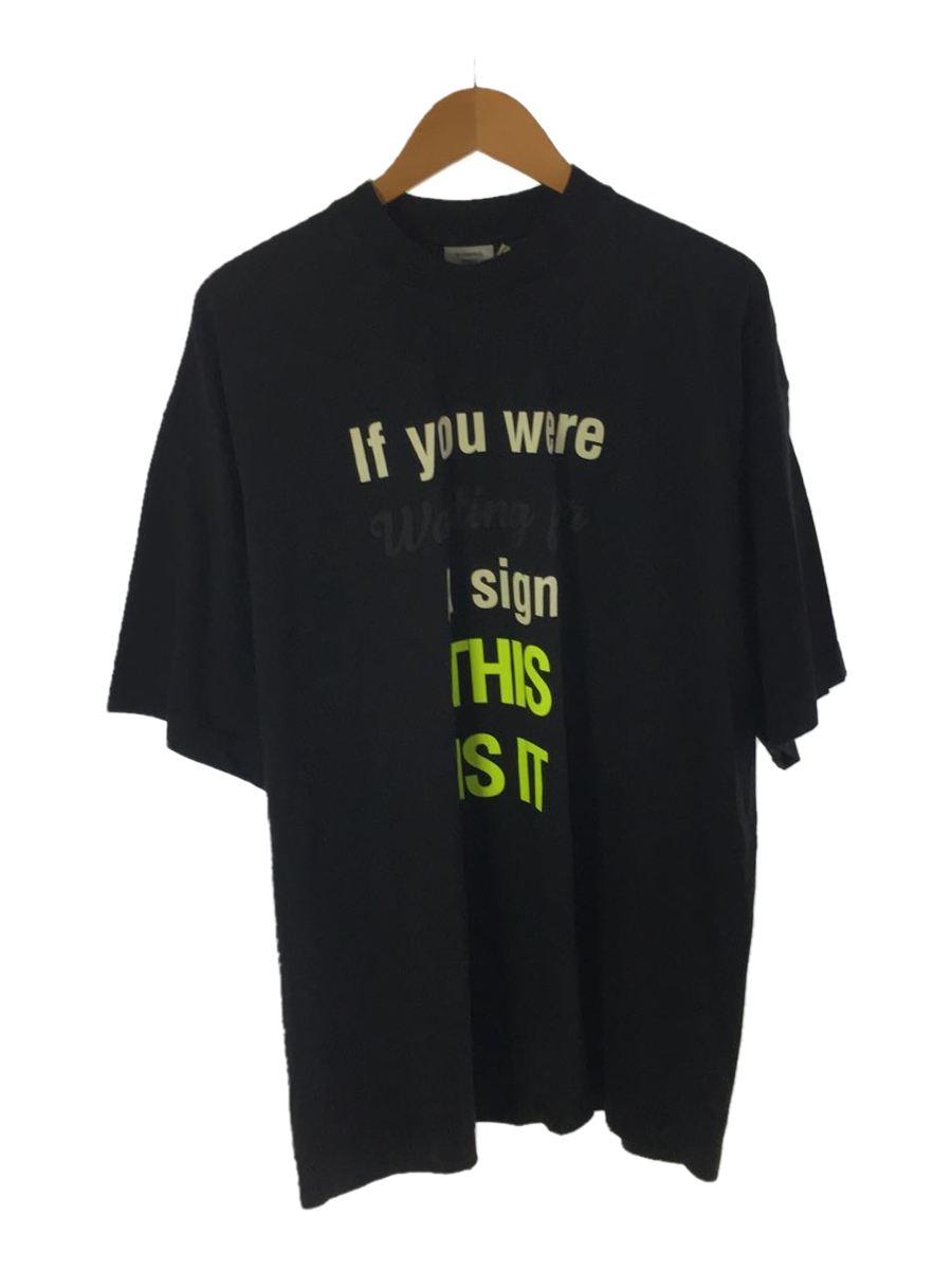 VETEMENTS◆21AW/UA52TR540B/Tシャツ/M/コットン/BLK