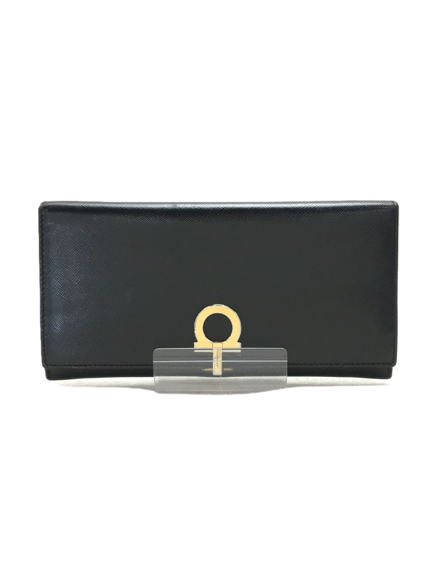 Salvatore Ferragamo◇ガンチーニ/長財布/レザー/BLK/レディース/AQ
