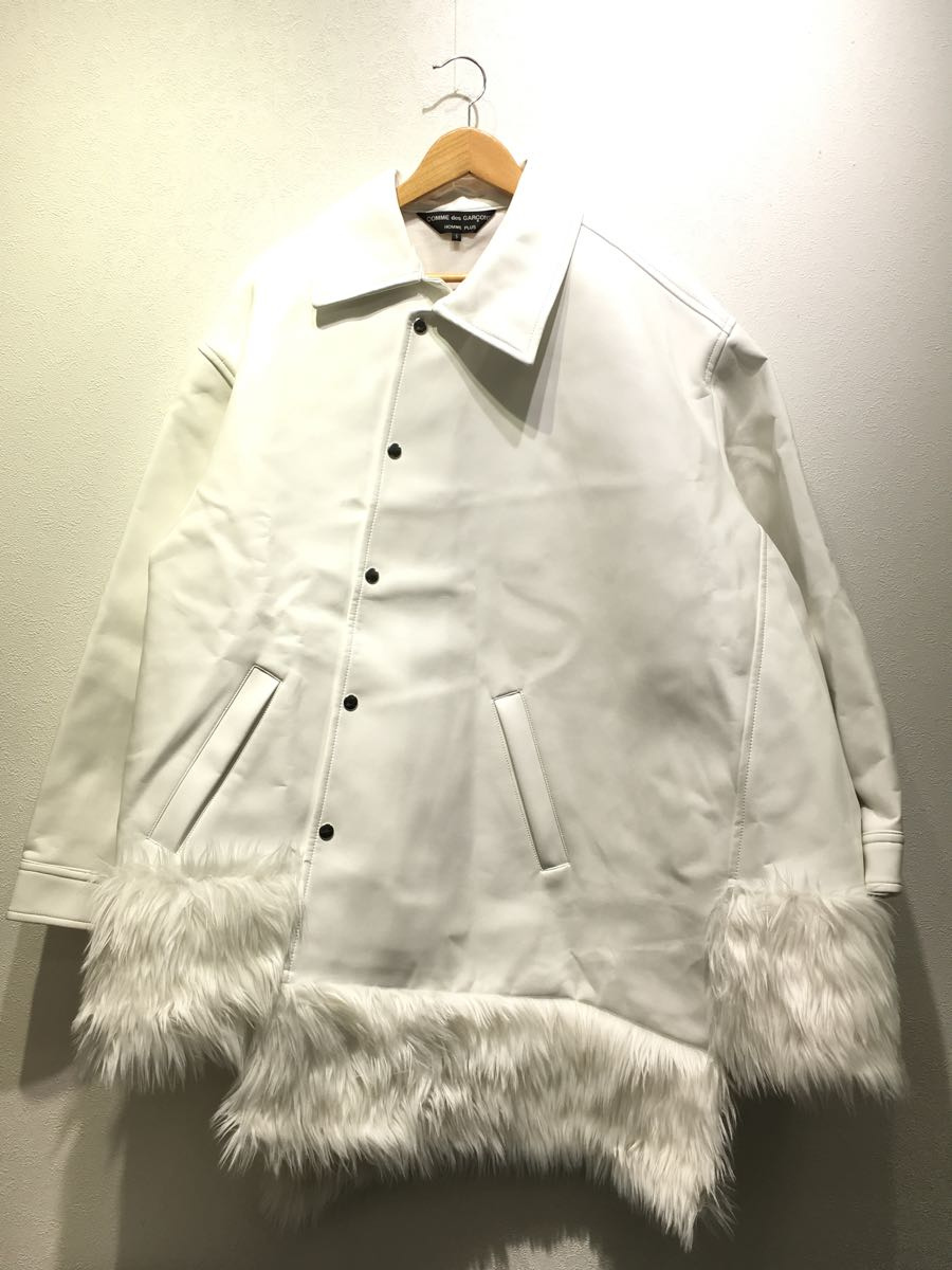 COMME des GARCONS HOMME PLUS◆22SS/×BEDELGEUSE/コート/S/フェイクレザー/WHT/無地/PI-C003