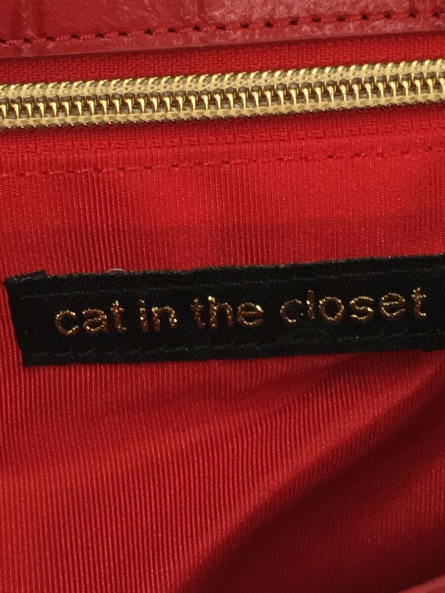 Cat in the closet◆クロコ型押し/ショルダーバッグ/レザー/RED_画像3