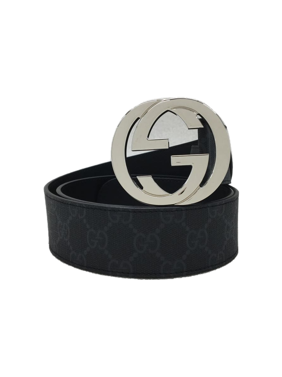 GUCCI◆インターロッキングG/ベルト/-/BLK/総柄/ユニセックス/411924/GGスプリーム_画像1