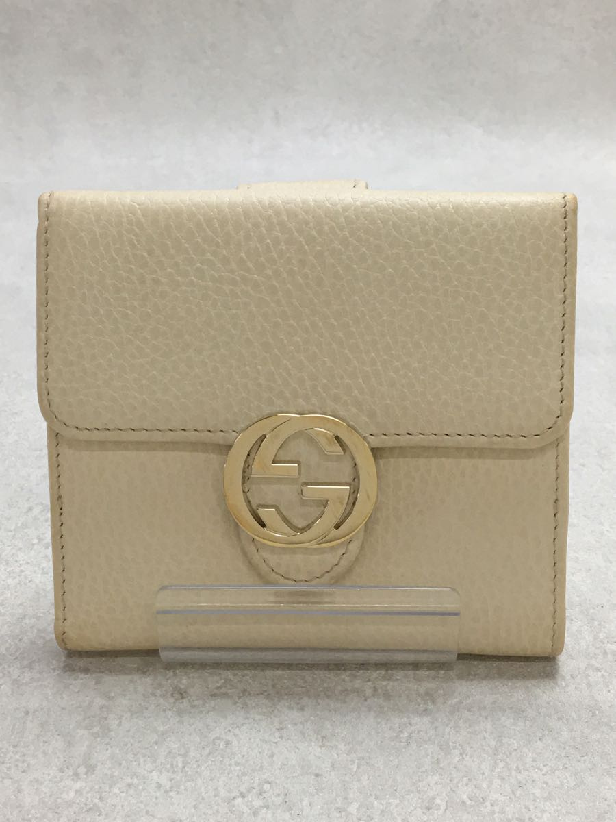 パーティを彩るご馳走や GUCCI◇2つ折り財布/レザー/アイボリー