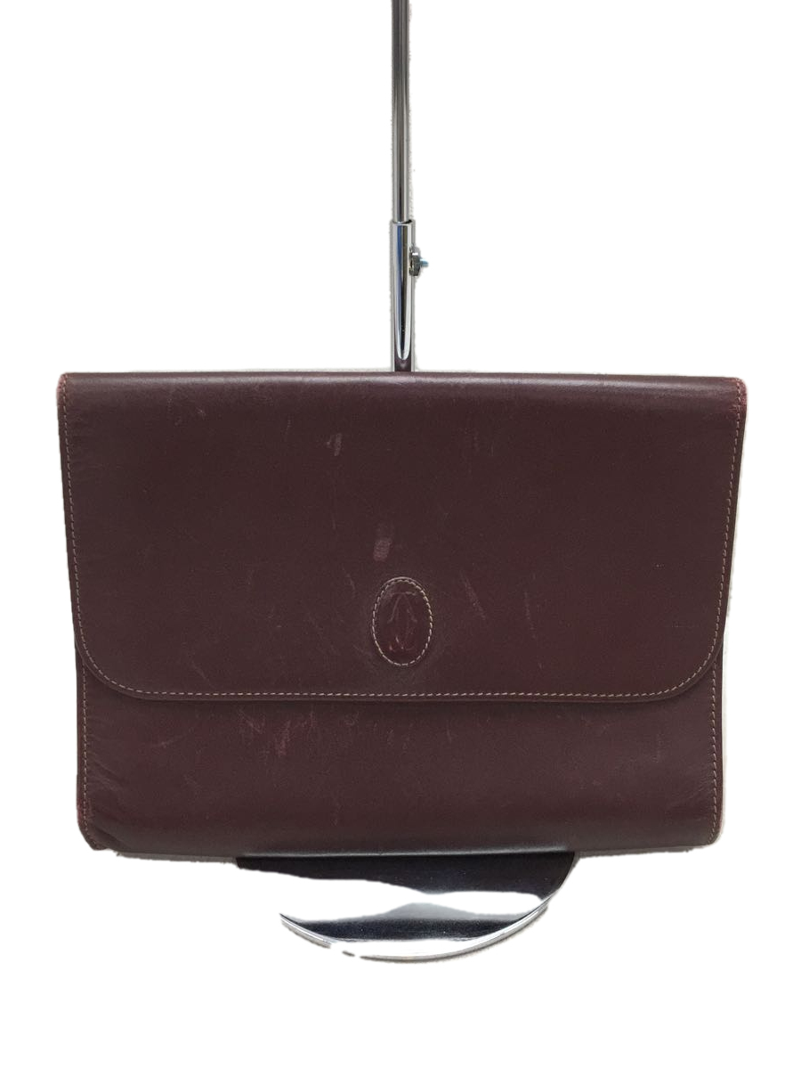 Cartier* flap type / clutch bag / leather / bordeaux 