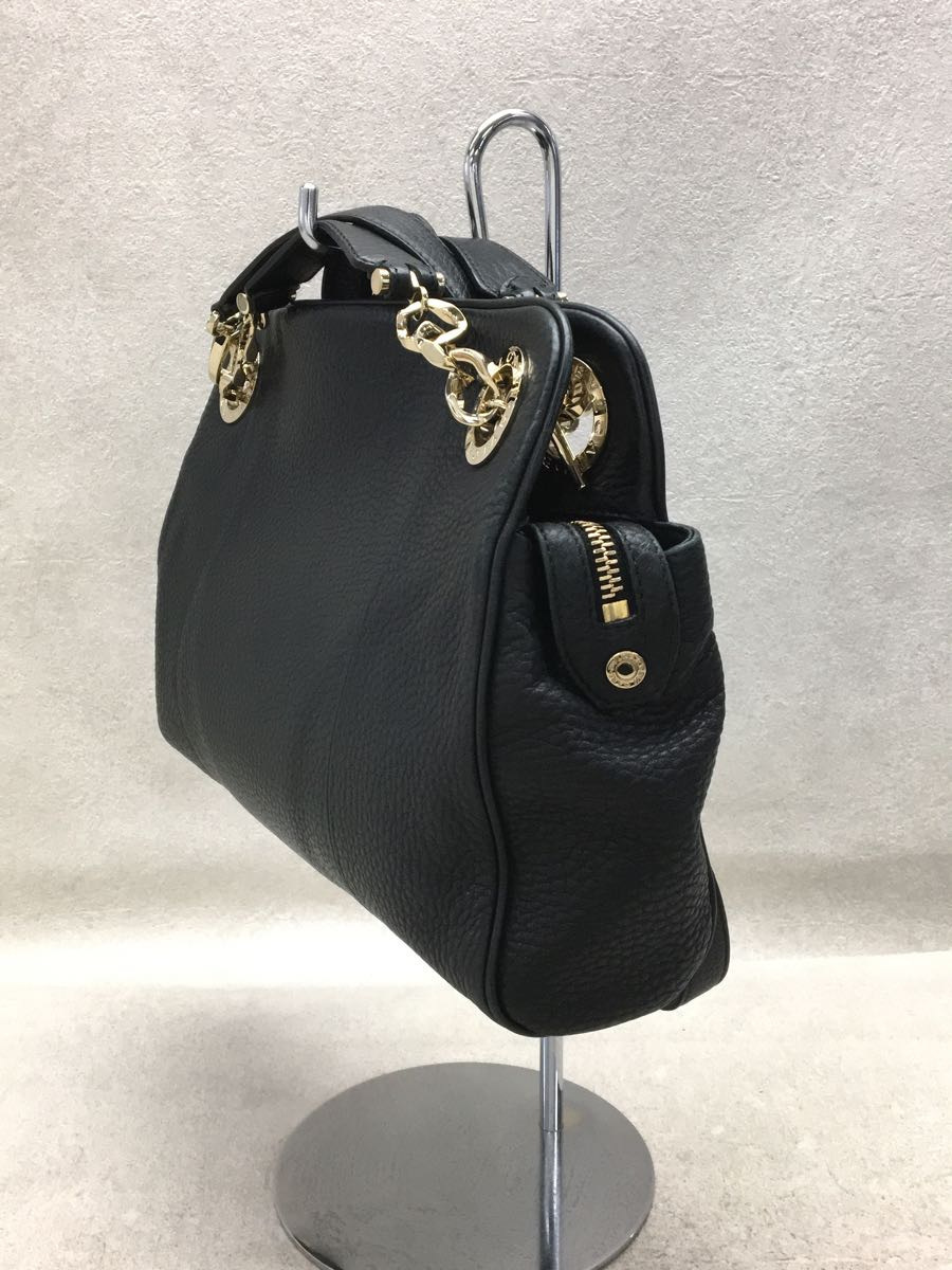 BVLGARI◆2WAY/ショルダーバッグ/レザー/シボ革/BLK/無地_画像2