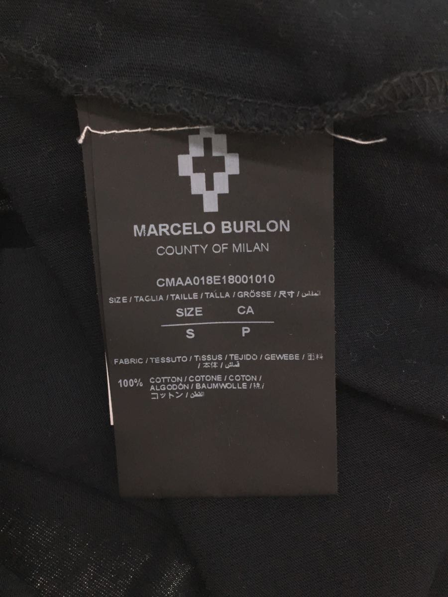 MARCELO BURLON COUNTY OF MILAN◆マルセロブロンカウンティオブミラン/Tシャツ/S/コットン/ブラック/黒/WOLF EAGLE_画像4