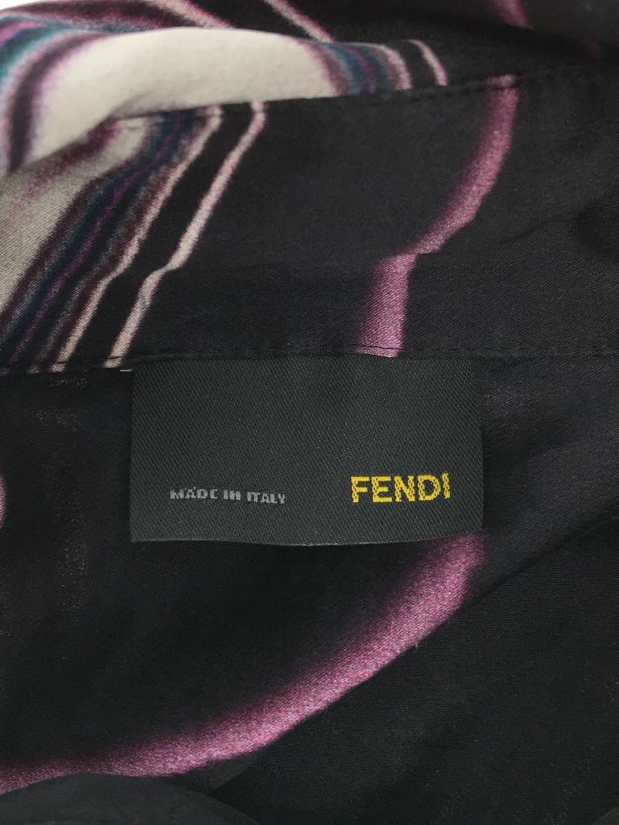 FENDI◆MADE IN ITALY/長袖ドゥエボットーニシャツ/42/シルク/PUP/総柄/古着/中古_画像3