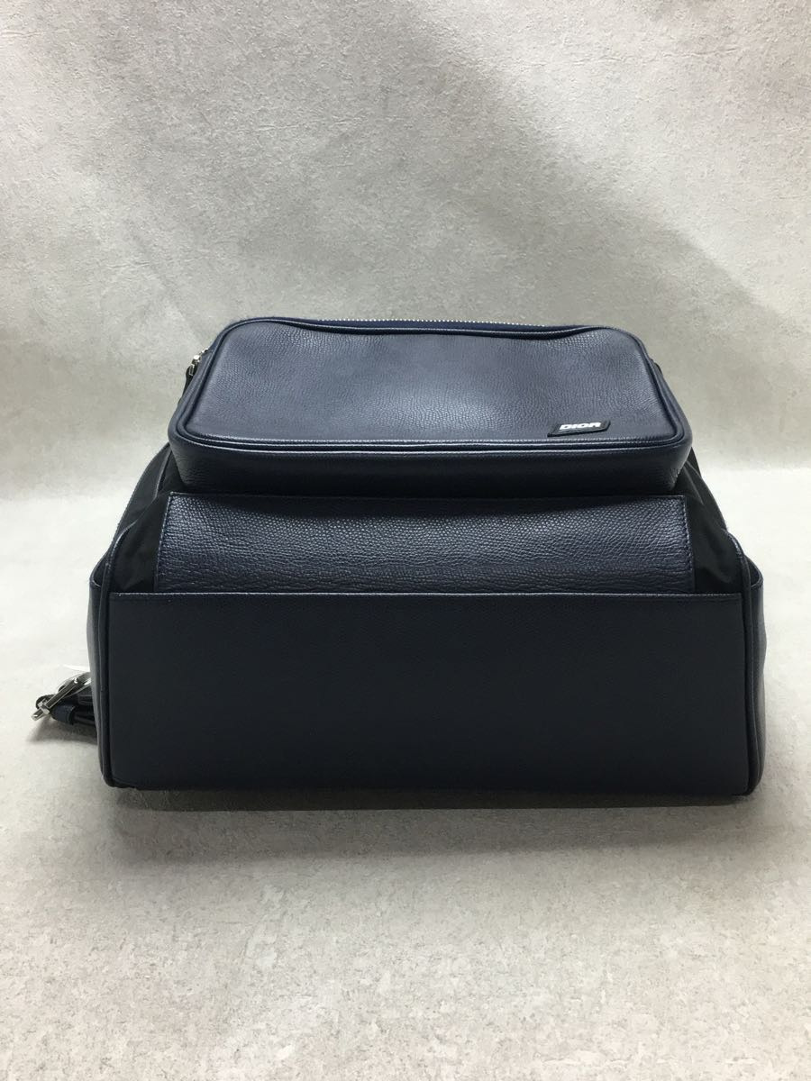 Dior HOMME◇レザーナイロン切替バッグパック/ナイロン/BLK