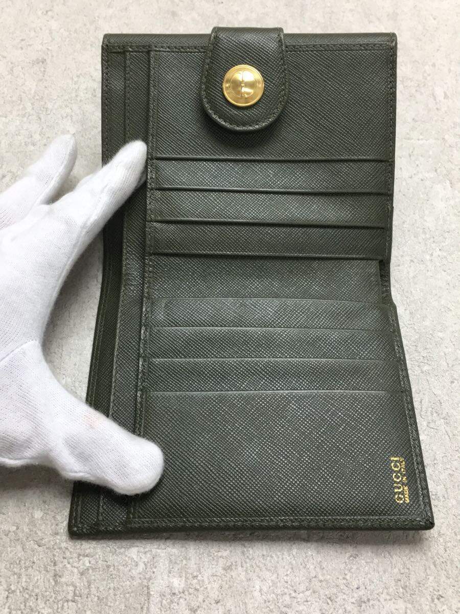 国際ブランド】 GUCCI◇2つ折り財布/-/GRN/無地/レディース 二つ折り