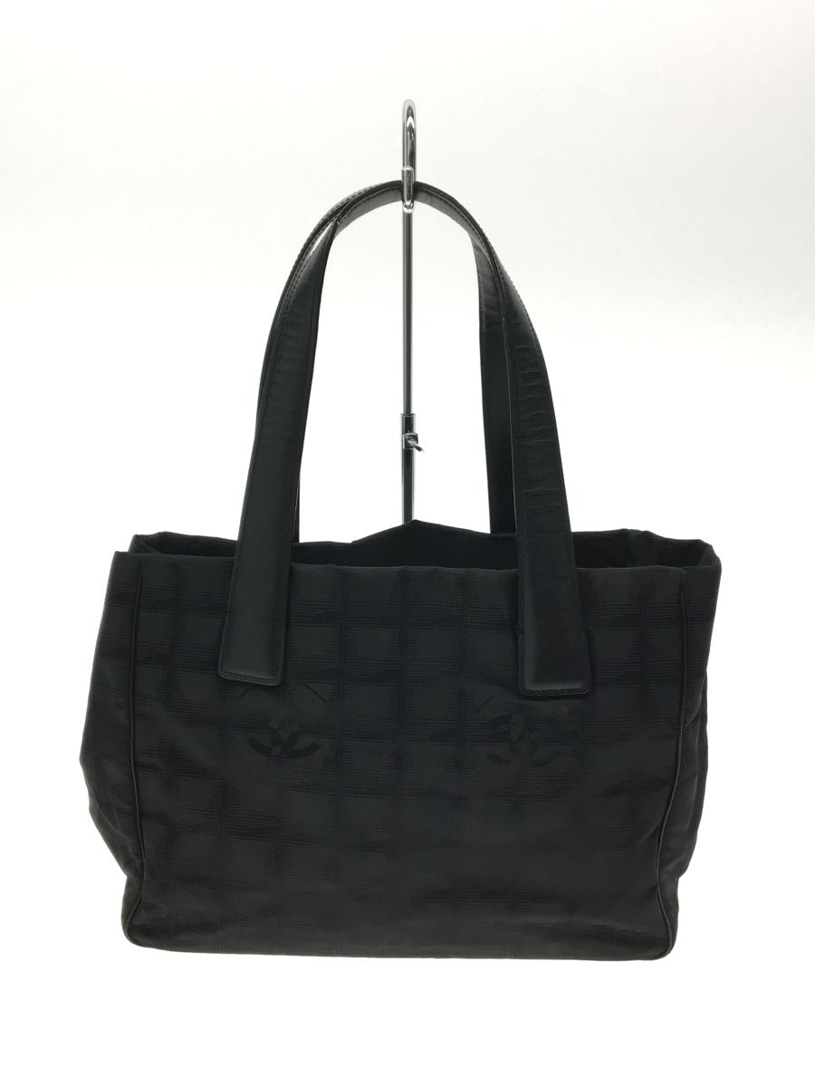 CHANEL◆トートバッグ/ナイロン/BLK/総柄_画像3