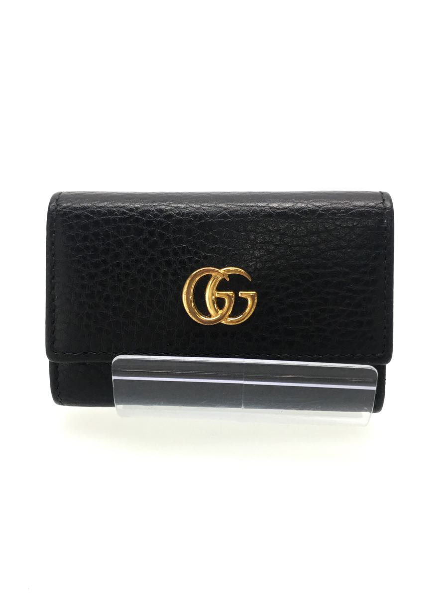 GUCCI◆GGマーモント/6連キーケース/レザー/BLK/456118・2149