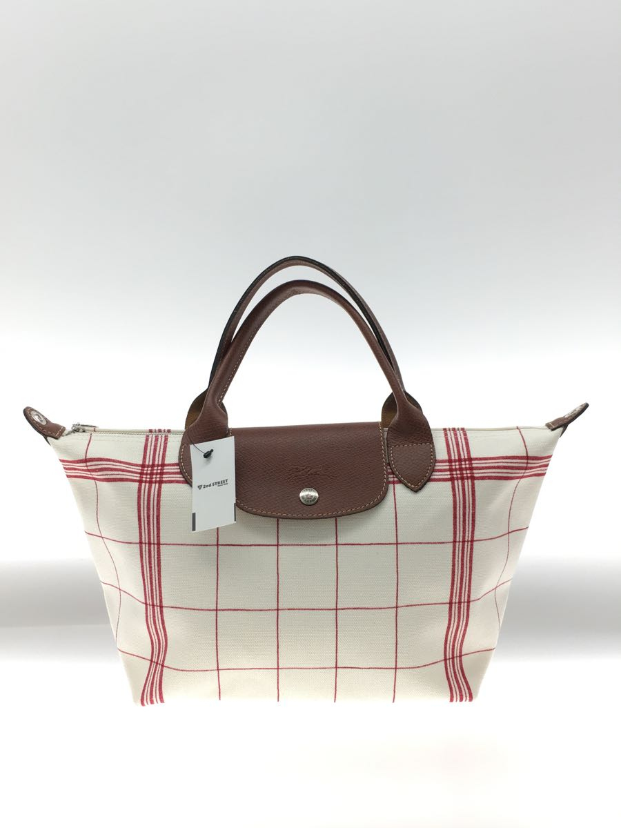 LONGCHAMP◆×シャルベ/22SS/トップハンドルバッグS/チェック/ショルダー紐欠品