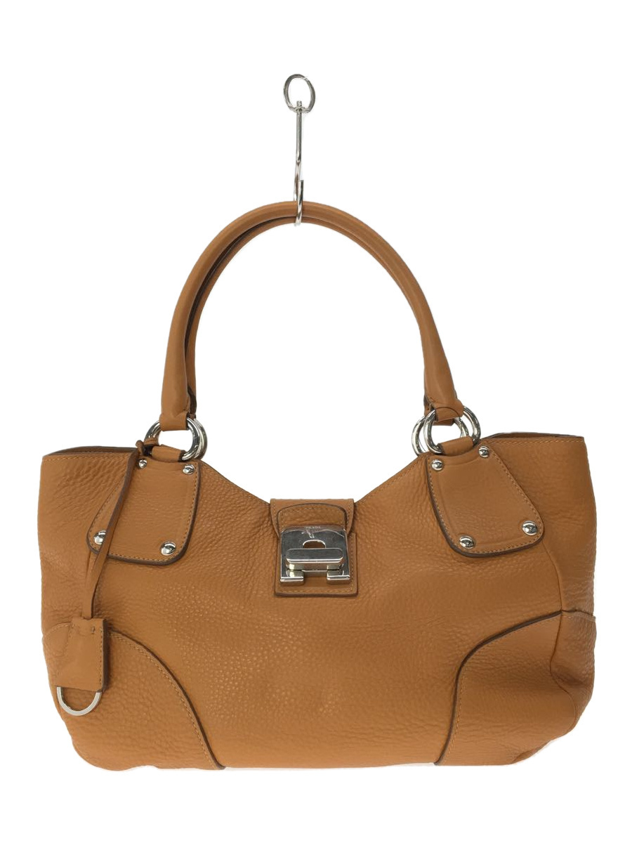 爆売り! PRADA◇プラダ/トートバッグ/レザー/BEG/ターンロック その他