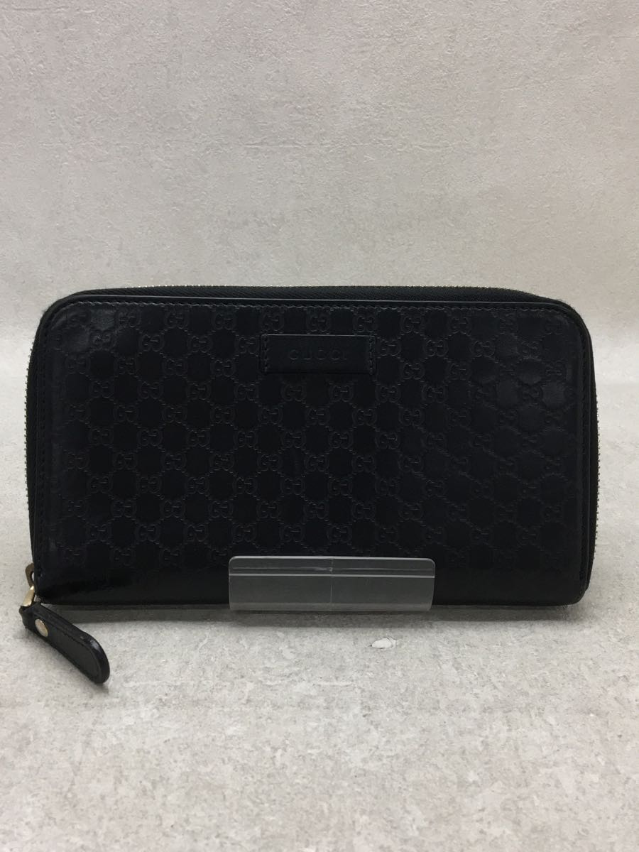 経典ブランド GUCCI◇長サイフ_マイクログッチシマ/レザー/BLK