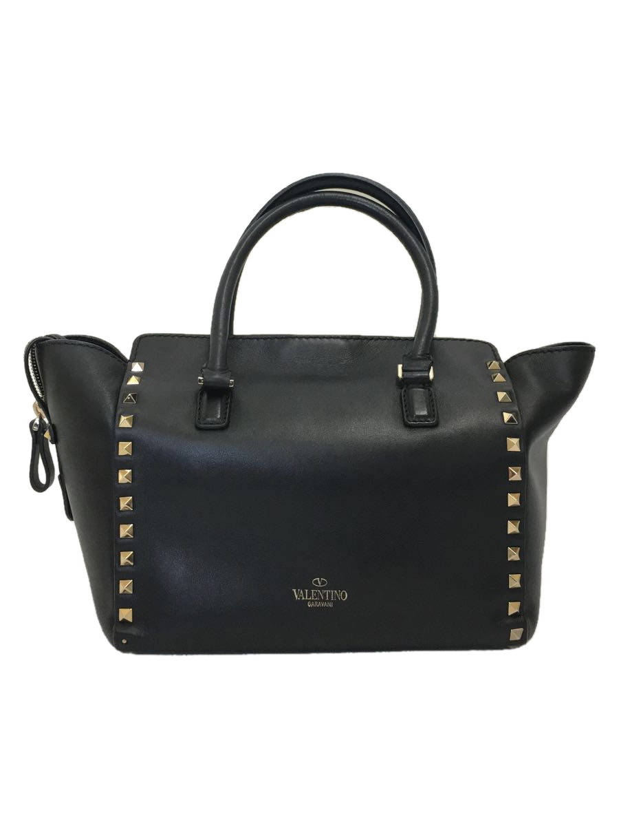 VALENTINO◇VALENTINOハンドバッグ/レザー/BLK/ロックスタッズ VALENTINO◇VALENTINOハンドバッグ/レザー/BLK/ロックスタッズ