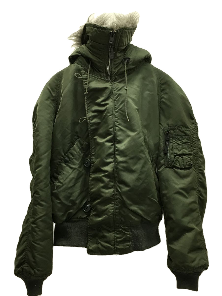 ALPHA INDUSTRIES◆MADE IN USA/フライトジャケット/L/ナイロン/KHK/無地/N-2B
