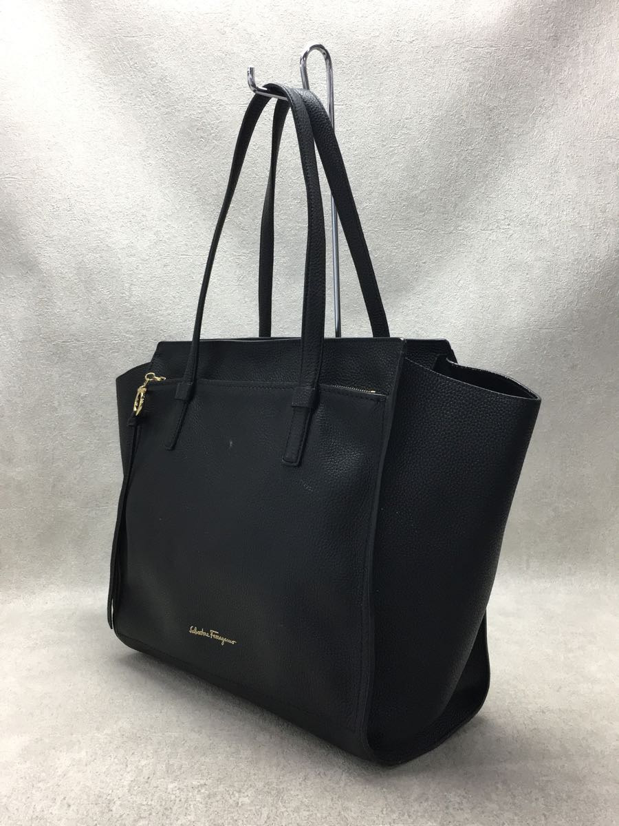 Salvatore Ferragamo◇ガンチーニ/トートバッグ/レザー/BLK/21F216