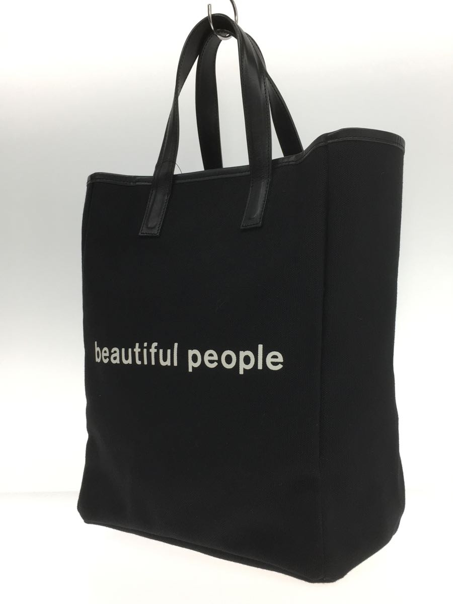 beautiful people◆shape memory canvas tote/トートバッグ/キャンバス/BLK_画像2