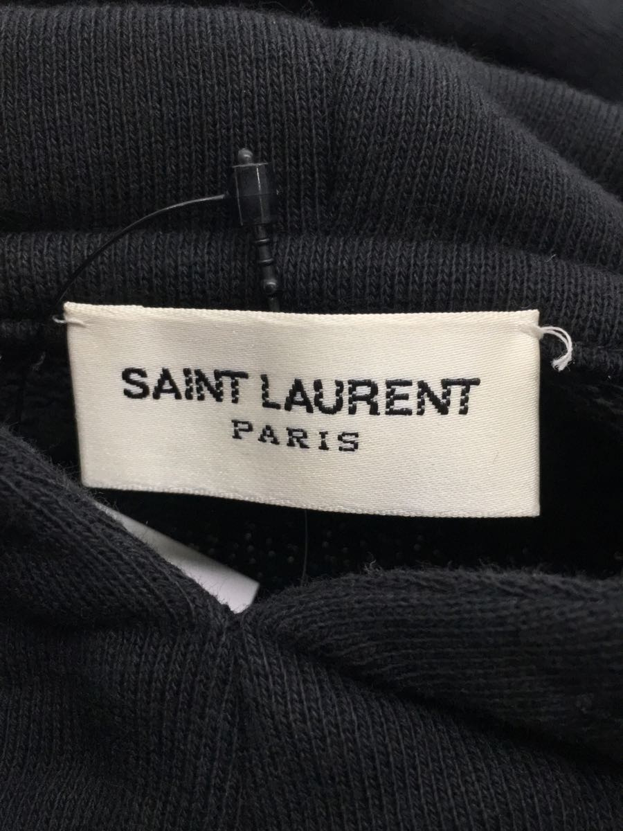 SAINT LAURENT◆パーカー/XS/コットン/BLK/サンローラン/胸ロゴ/プルオーバー/17AW/ブラック