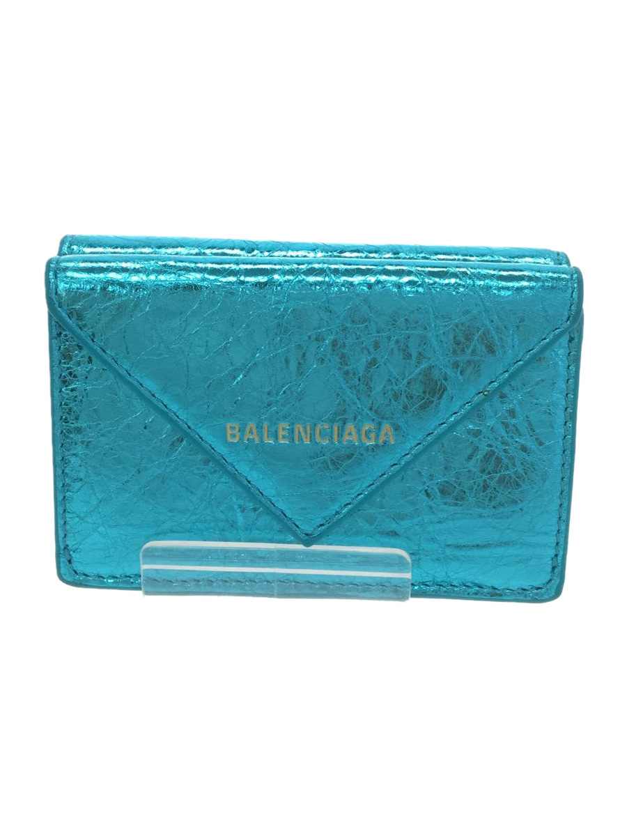 BALENCIAGA◆3つ折り財布/-/BLU/レディース