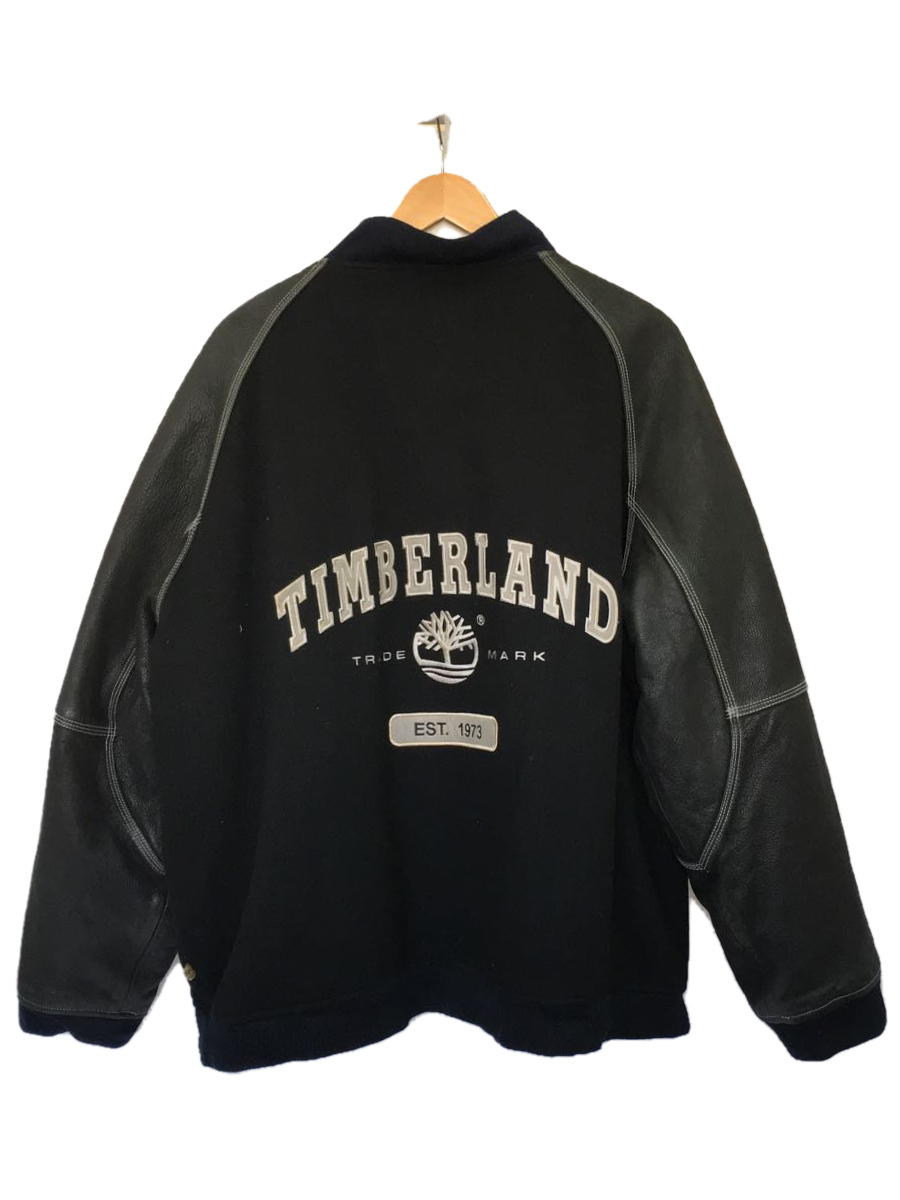 Timberland◆02aw/スタジャン/XXL/ウール×レザー/ブラック×ネイビーリブ_画像2