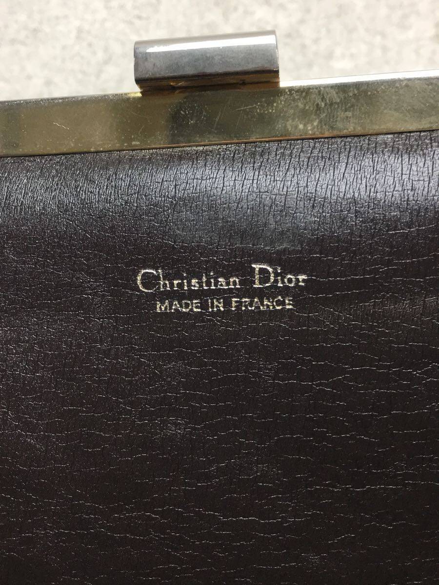 Christian Dior◆クラッチバッグ/キャンバス/BRW/トロッター/ポーチ/がま口/オールド/染み汚れ有/_画像3