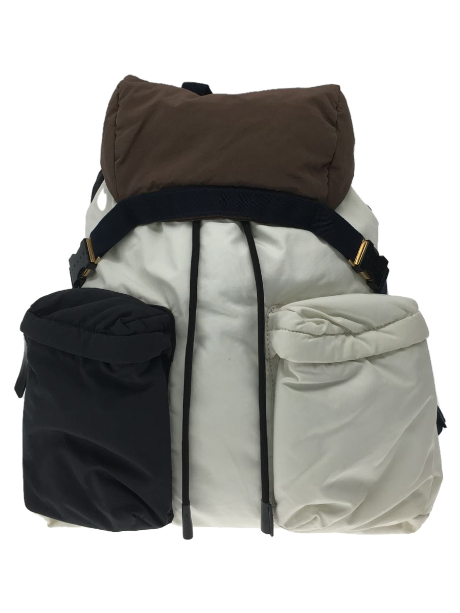 MARNI◆リュック/ポリエステル/Snap fastening backpack/ホワイト