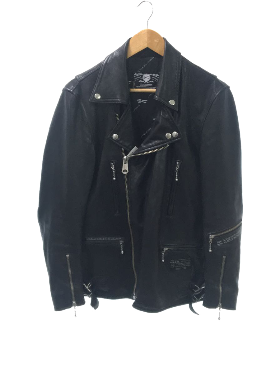 DENHAM◆21AW/BIKER TOKYO NIGHT/ダブルライダースジャケット/S/羊革/BLK